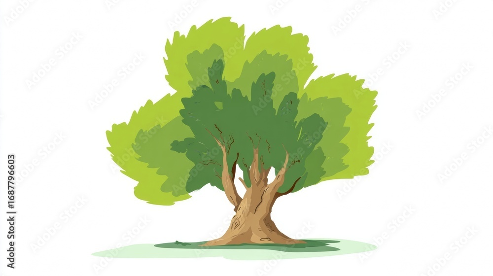 Obraz premium Tree on a white background with green leaves symbolizing nature and the seasons
