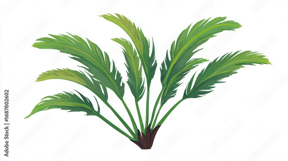 Fototapeta premium Isolated fresh green tropical palm tree leaves on a white background