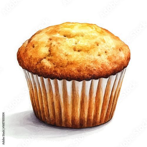 watercolor vector of Muffin, isolated on a white background.