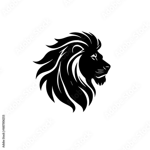 Vector illustration of a minimalist black lion head logo. Elegant, bold, and modern design perfect for branding, sports team emblems, tattoo design, or company identity.
