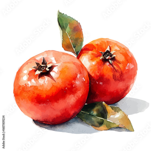 watercolor of Medlar, vector, isolated on a white background.