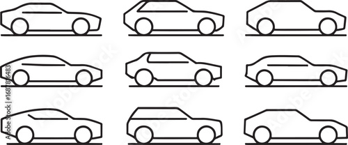 Classic car silhouette with clean lines and vibrant color options