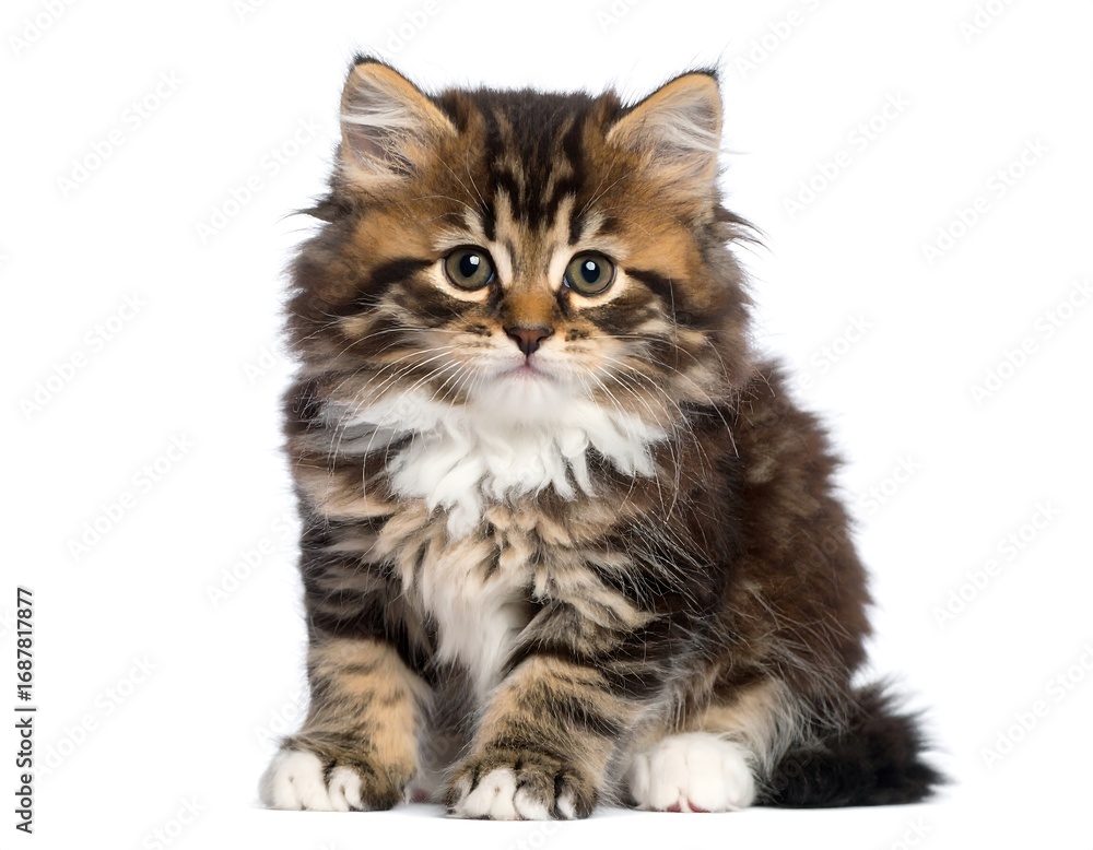Obraz premium Fluffy kitten, looking directly at camera