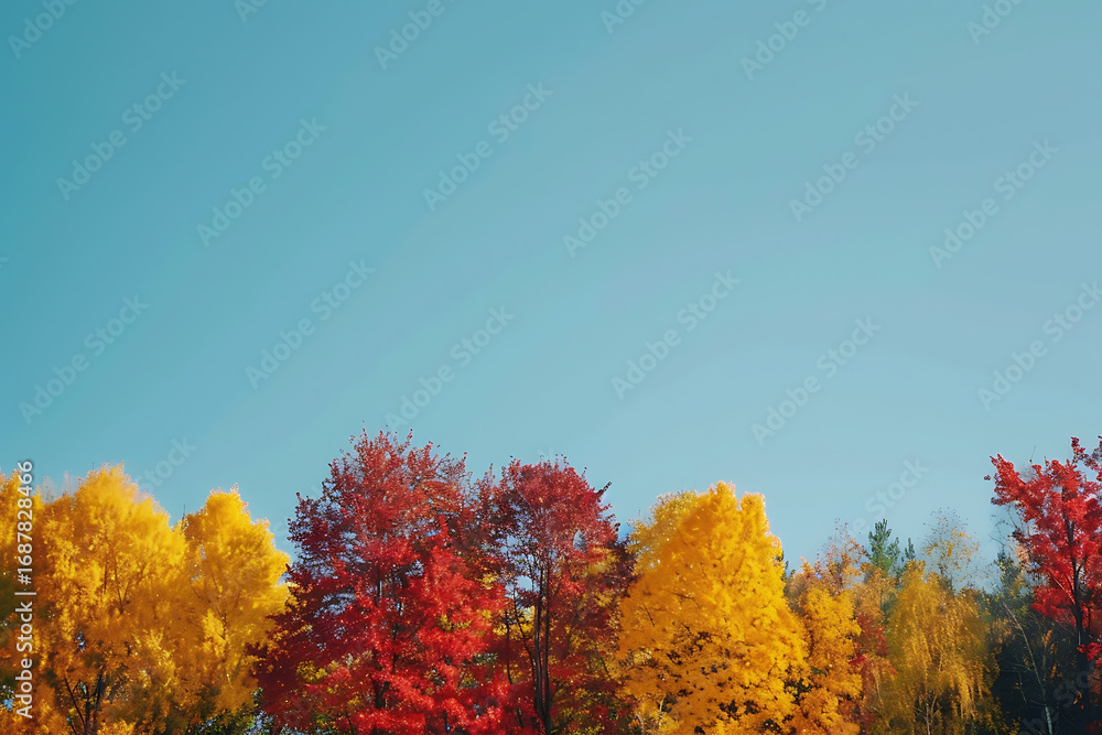 Fototapeta premium 落ち葉に覆われた地面と鮮やかな紅葉の風景