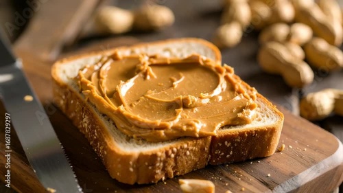Peanut butter sandwich closeup