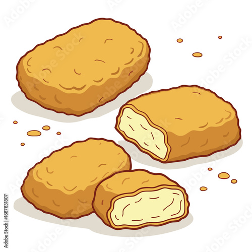 Golden brown chicken nuggets with a crispy coating and soft interior