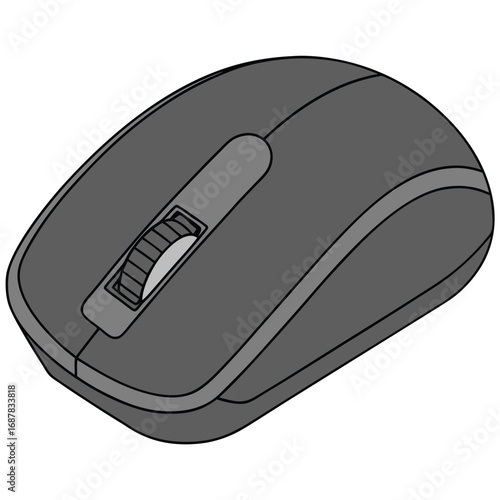 Gray wireless computer mouse with scroll wheel