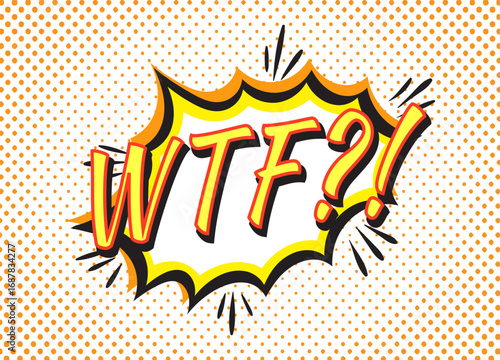 Comic pop art style with wtf text vector illustration