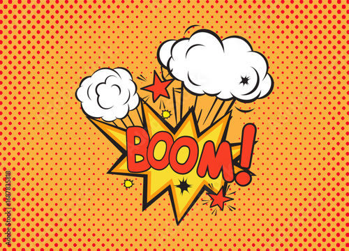 Comic pop art style with boom text vector illustration