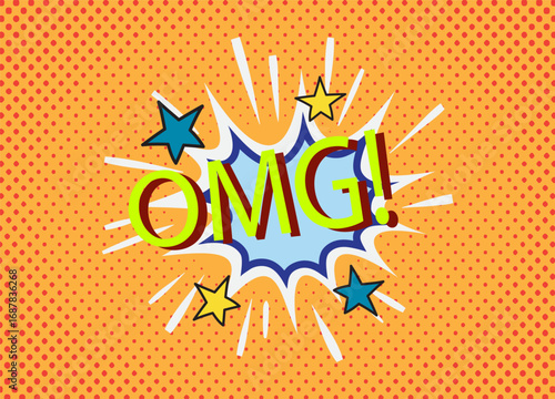 Comic pop art style with omg text vector illustration