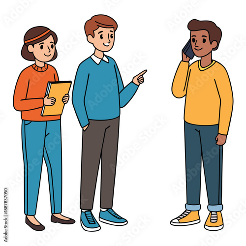 Diverse group of people collaborating and communicating in a casual setting
