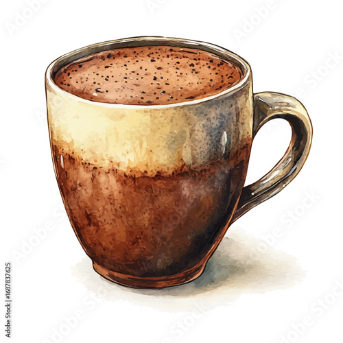 Hot Chocolate, watercolor painting vector, isolated on a white background.