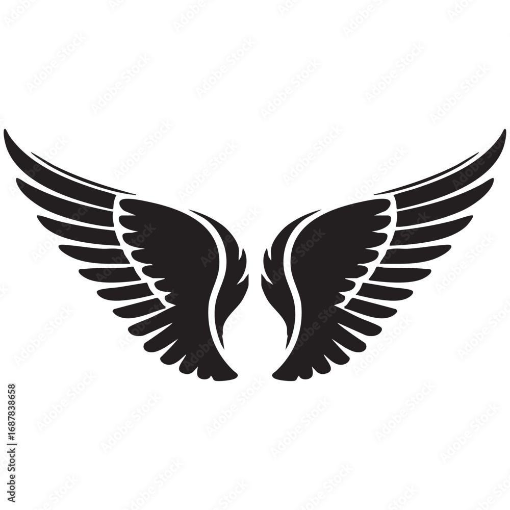 Obraz premium black wings vector illustration, wings silhouette vector, wings vector on white background