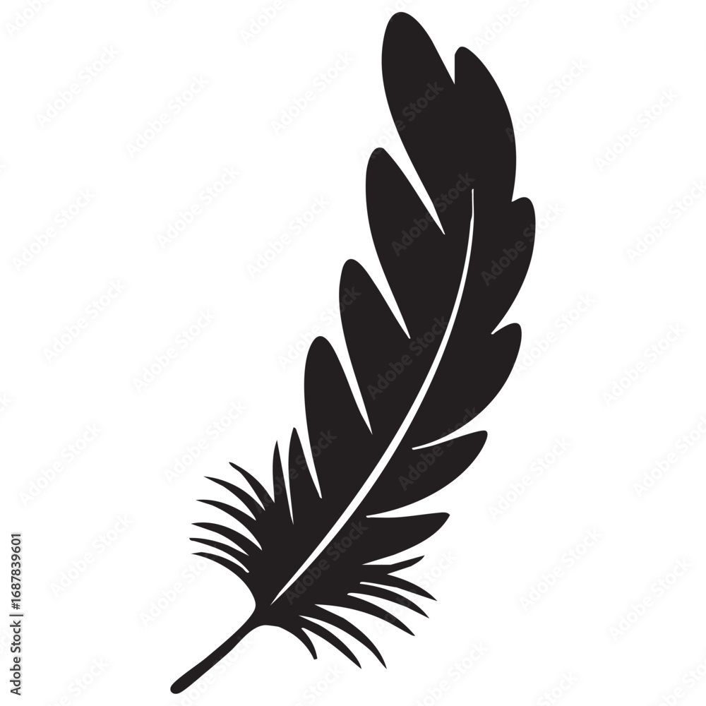 Obraz premium Elegant black feather silhouette vector
