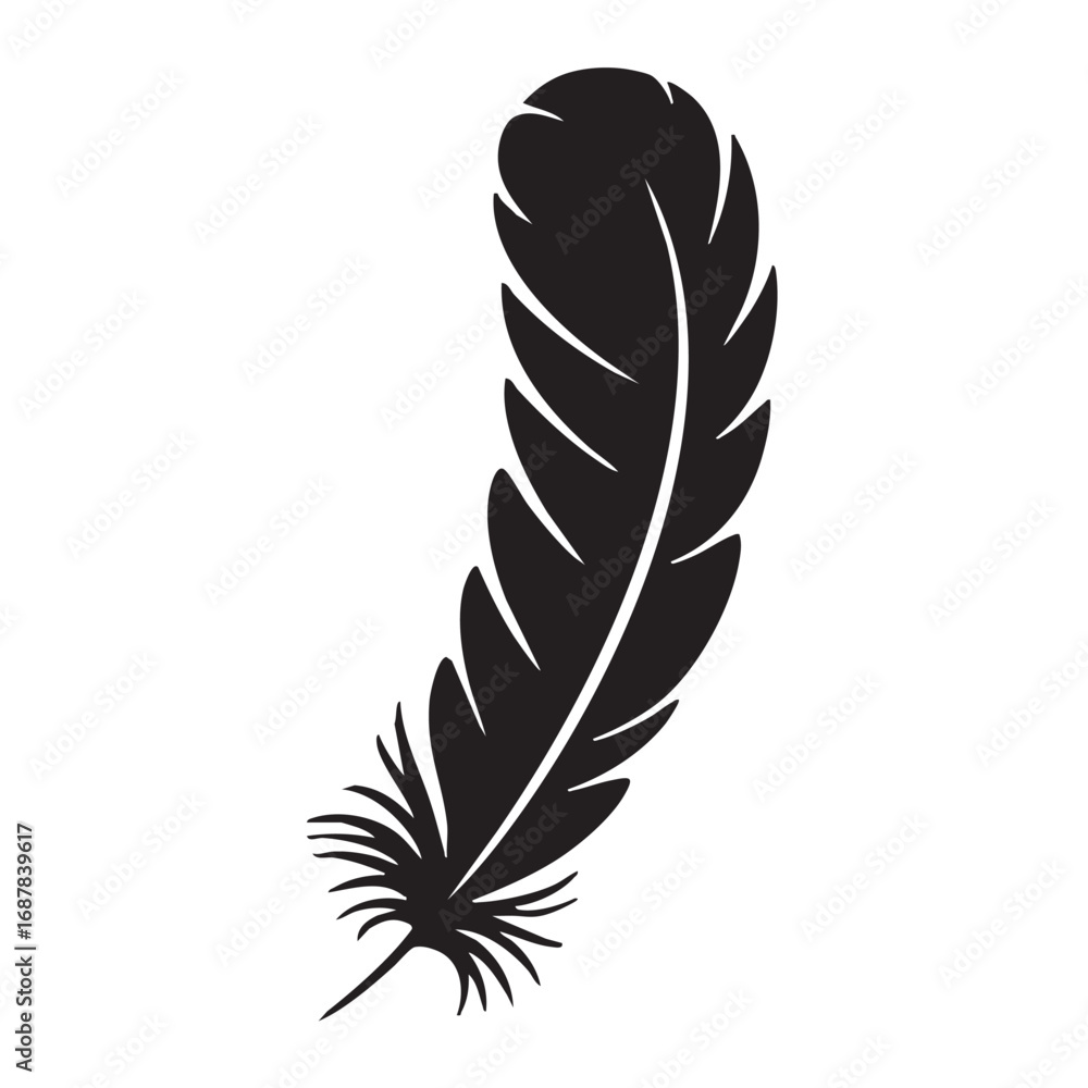 Fototapeta premium Elegant black feather silhouette vector