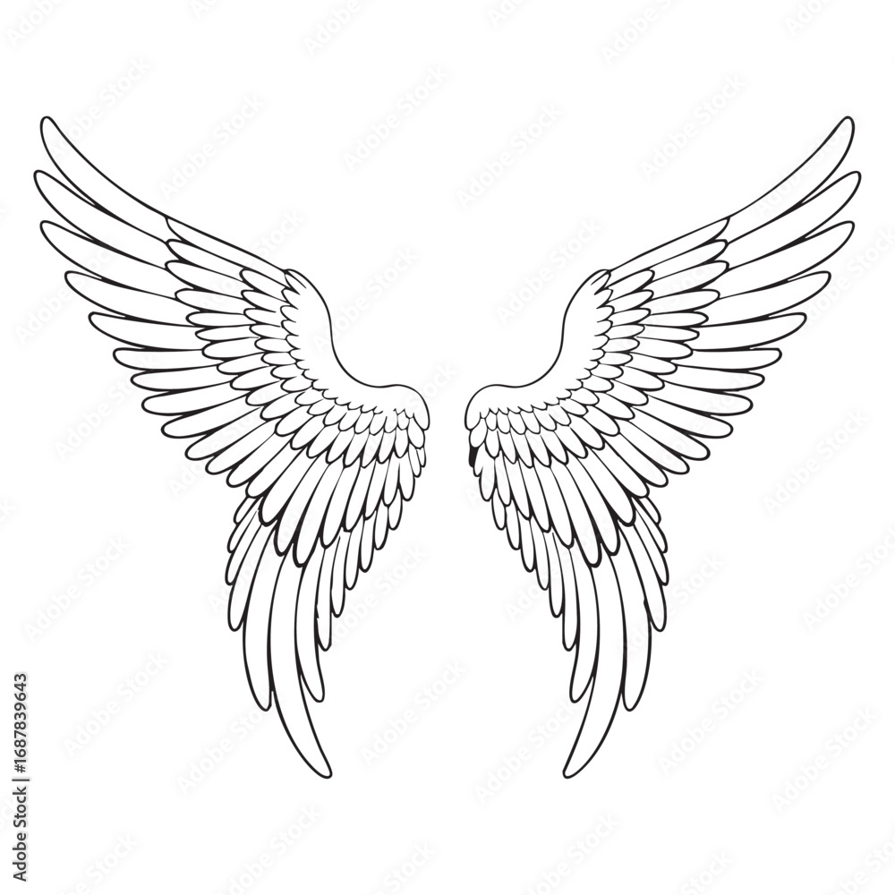 Obraz premium black wings vector illustration, wings silhouette vector, wings vector on white background