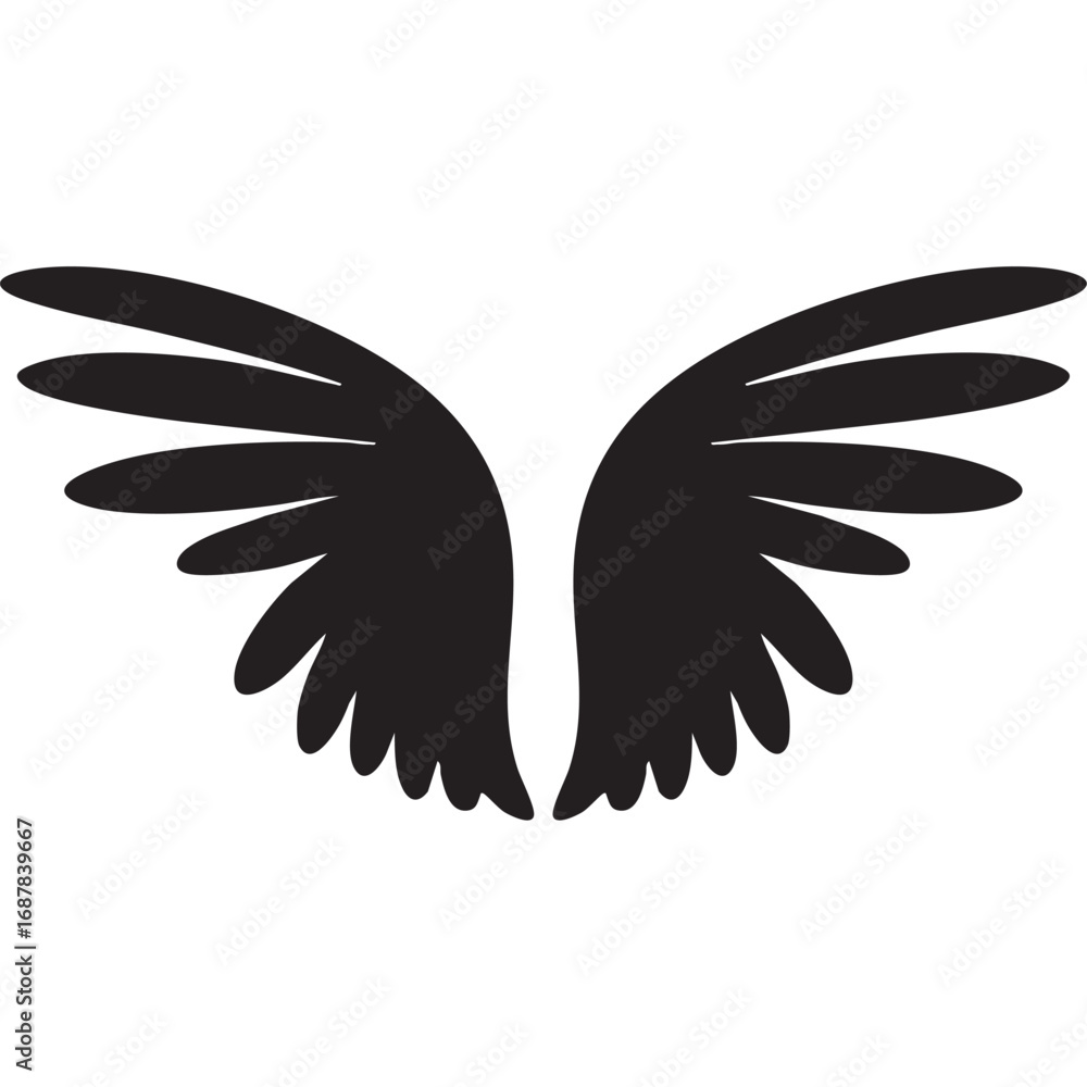 Obraz premium black wings vector illustration, wings silhouette vector, wings vector on white background