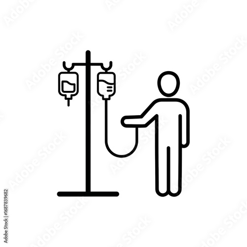 Hospital treatment, person with IV in arm