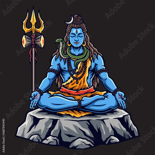 Illustration of Lord Shiva meditating