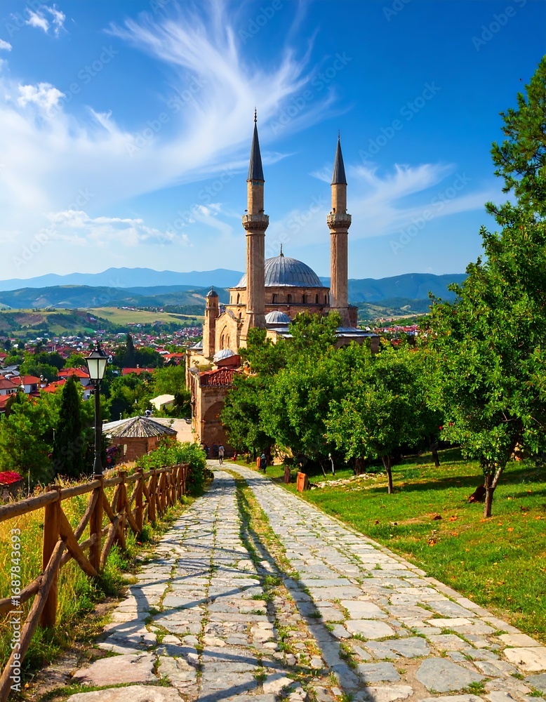Obraz premium Scenic pathway leading to a mosque
