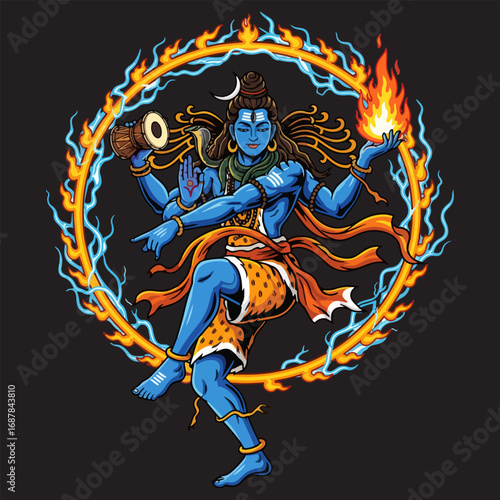 Illustration of the dancing god Shiva