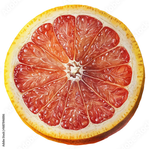 watercolor of Grapefruit, vector, isolated on a white background.