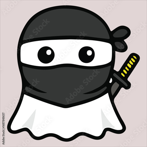 Halloween Ninja Ghost with Headband & Sword