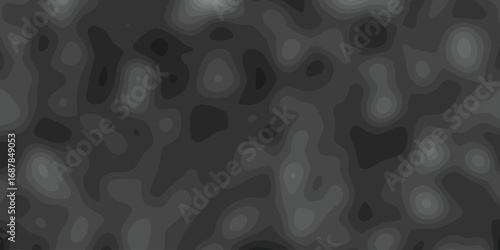 Dark grey abstract topographic contour pattern with smooth, rounded shapes and subtle tonal variations, creating a textured background for modern and minimalist design applications