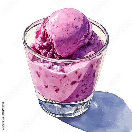 watercolor of Frozen Custard, vector, isolated on a white background.
