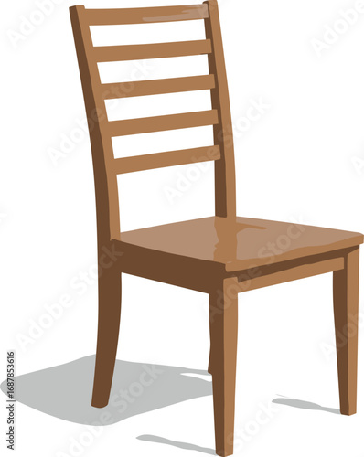 Wooden chair vector illustration with simple design, furniture artwork, classic dining chair, household seating furniture, interior decoration element