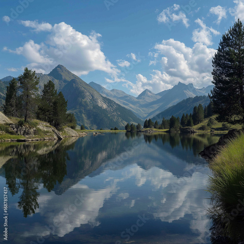 : Lake reflection landscape