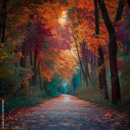 Autumn forest path