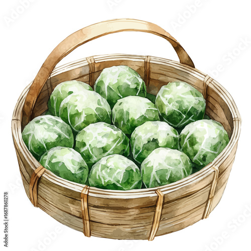 watercolor of Dumplings, vector, isolated on a white background.