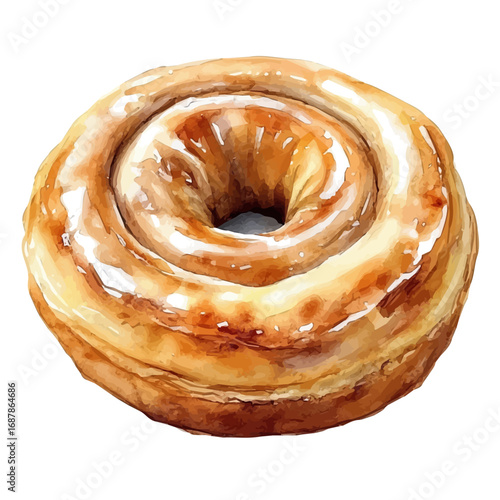 watercolor vector of Danish Pastry, isolated on a white background.