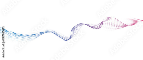 Flowing Dot Wave halftone gradient pattern on transparent background	
