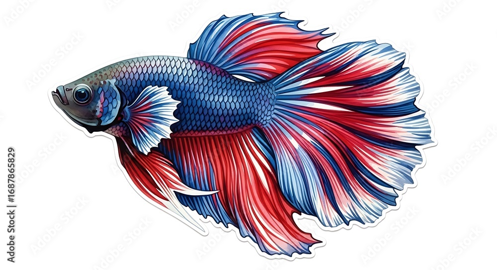 Fototapeta premium Redblue betta fish illustration.