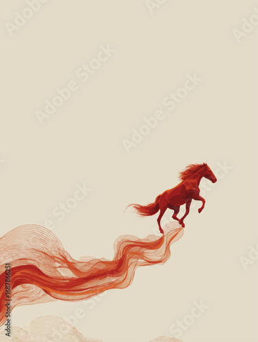 Red Fire Horse Vector Running with Fiery Motion Trail for Chinese New Year 2026 Background