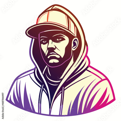 Graffiti gangster silhouette portrait vector