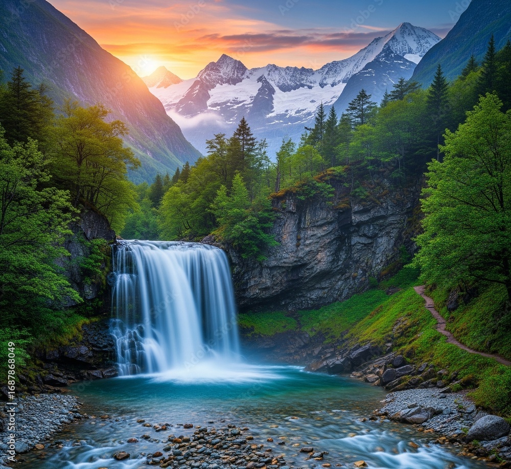 Fototapeta premium waterfall in the mountains