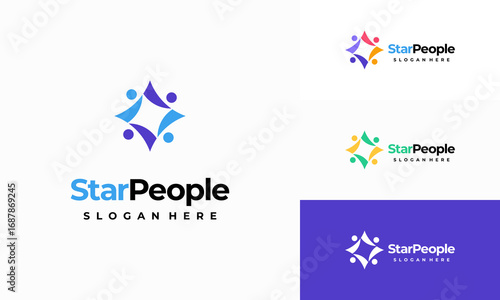 Star People Logo designs concept vector illustration, People Community Logo designs Symbol