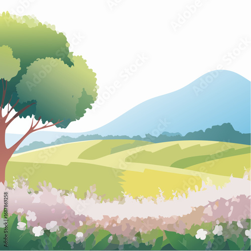 Vector of flower grass or blooming shrub isolated on white background ,watercolor tree elevation for landscape concept,environment panorama scene,eco design,meadow for spri