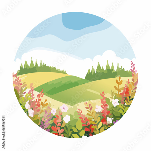 Vector of flower grass or blooming shrub isolated on white background ,watercolor tree elevation for landscape concept,environment panorama scene,eco design,meadow for spri
