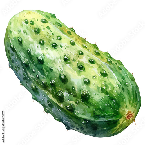 Cucumber, watercolor vector, isolated on a white background.
