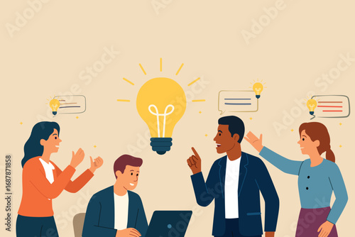 Concept of Business People Working Together Vector Illustration