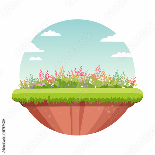 Vector of flower grass or blooming shrub isolated on white background ,tree elevation for landscape concept,environment panorama scene,eco design,meadow for .