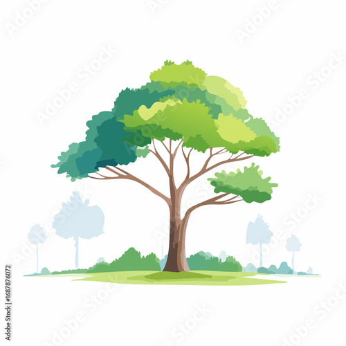 Vector watercolor of pine tree side view isolated on white background for landscape and architecture drawing, elements for environment and garden, painting botanical for section and .