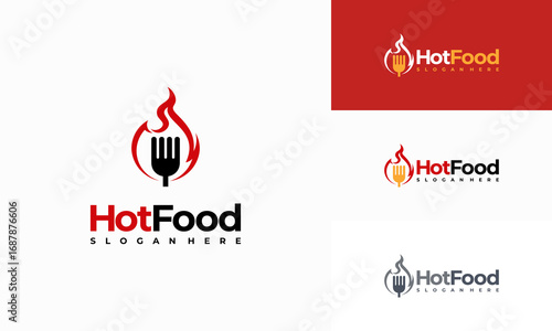 Hot Food Logo designs concept vector, BBQ logo template icon