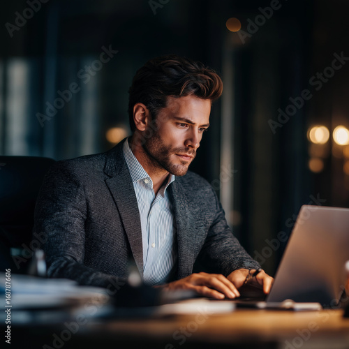 Businessman working on laptop