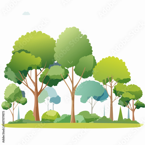 Vector watercolor of forest or tree side view isolated on white background for landscape and architecture drawing, elements for environment and garden,botanical .