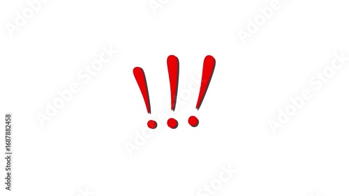 Cartoon exclamation mark icon animation, 3D exclamation mark icon with transparent background